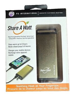 Rechargeable Pocket Warmer & Power Bank - Metallic